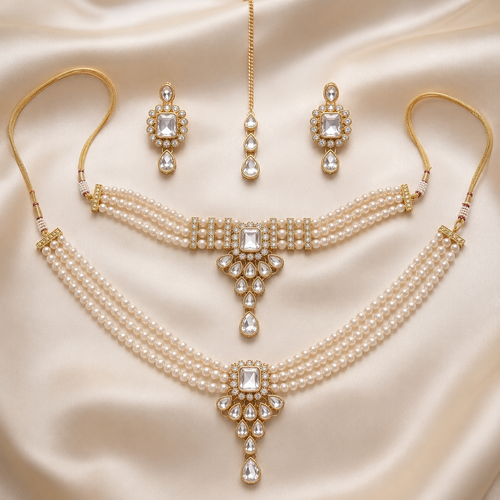 Rajvanshi Pearl Kundan Jewellery Set