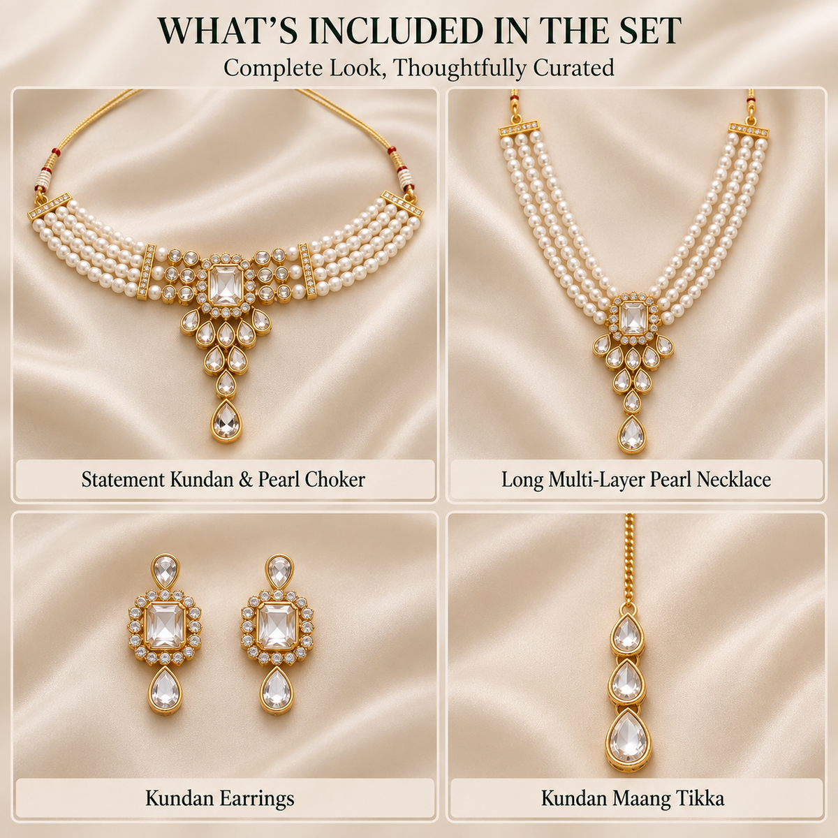 Rajvanshi Pearl Kundan Jewellery Set