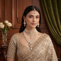 Rajvanshi Pearl Kundan Bridal Jewellery Set | Necklace + Earrings + Maang Tikka