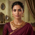 Maharani Ruby Heritage Temple Necklace Set