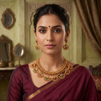 Maharani Ruby Heritage Temple Necklace Set