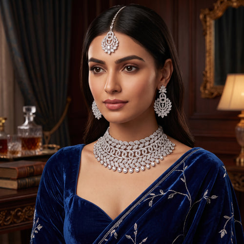 Aarohi Luxe American Diamond Bridal Choker Set