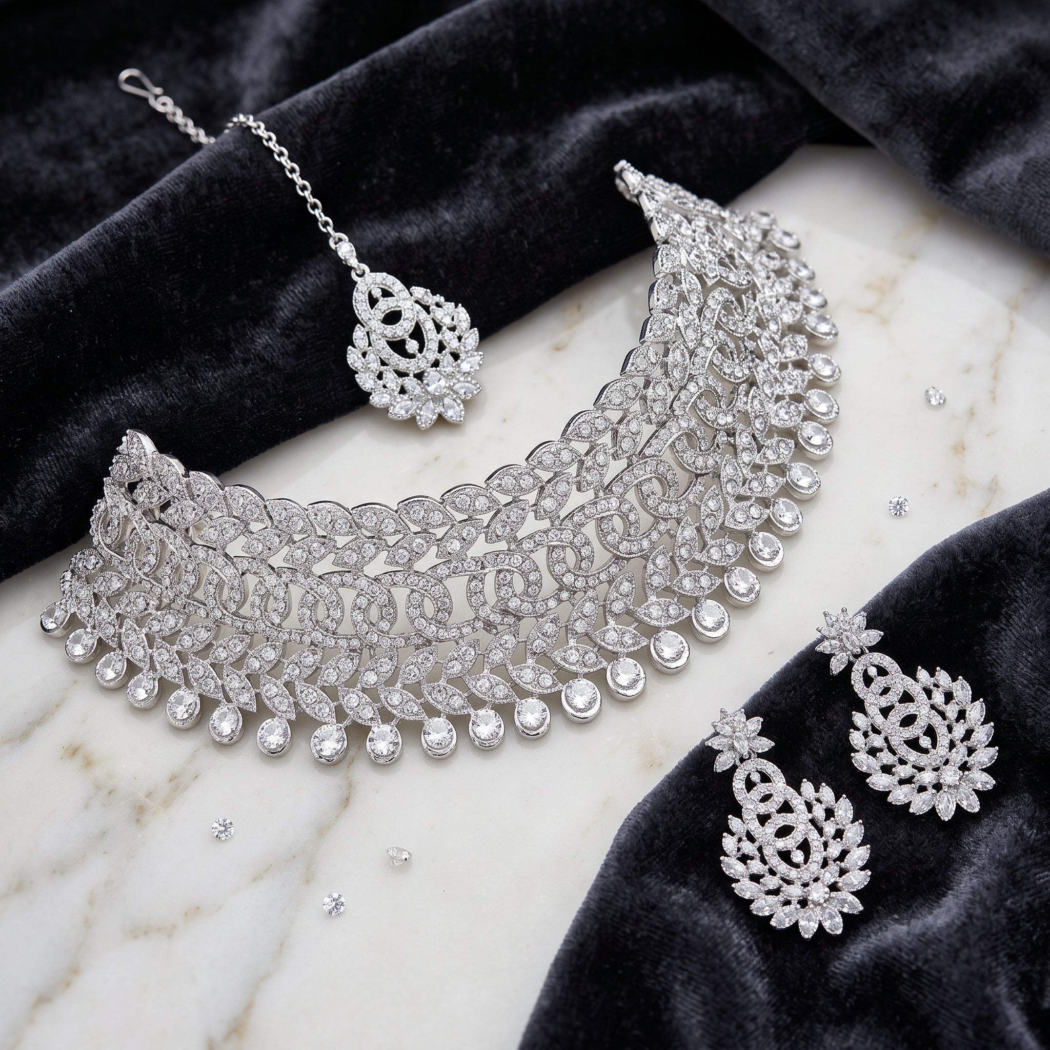 Aarohi Luxe American Diamond Bridal Choker Set