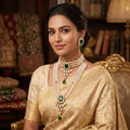Maharani Emerald Pearl Bridal Layered Set