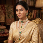 Maharani Emerald Pearl Bridal Layered Set