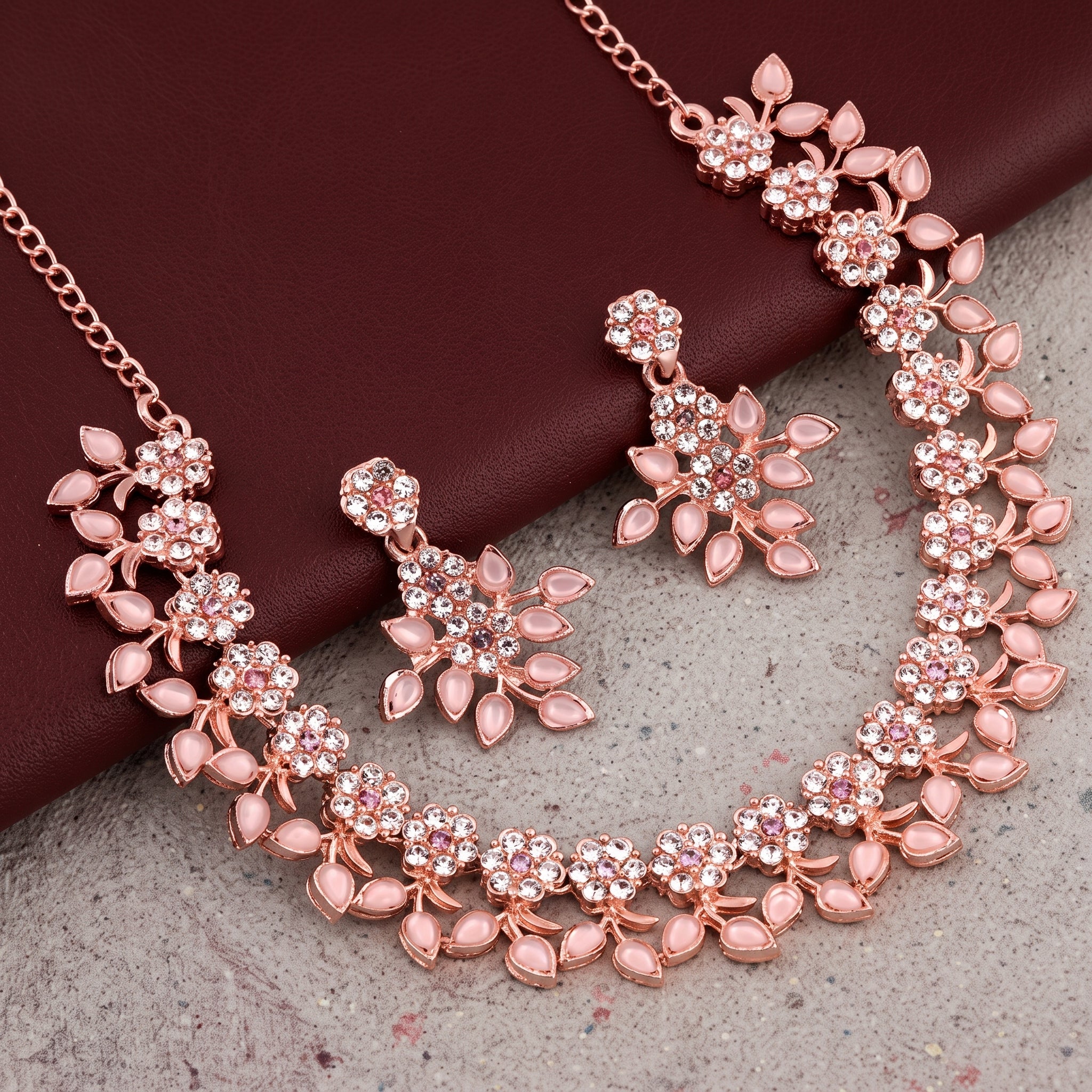 Dual Blossom Crystal Necklace Combo Set
