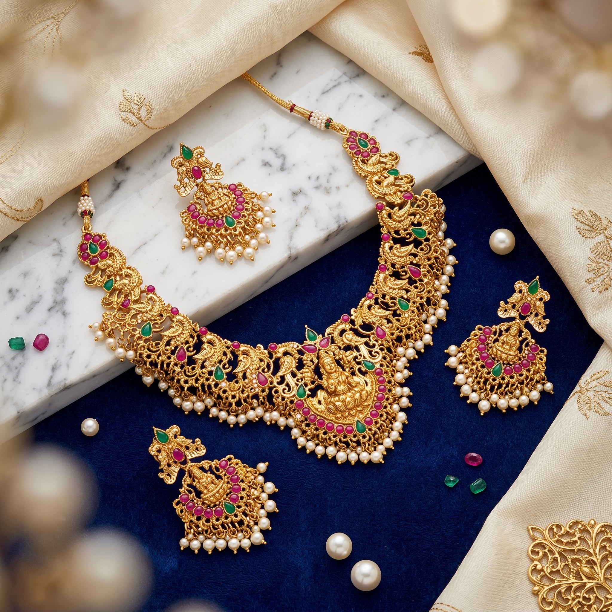 Maharani Lakshmi Temple Bridal Necklace Set