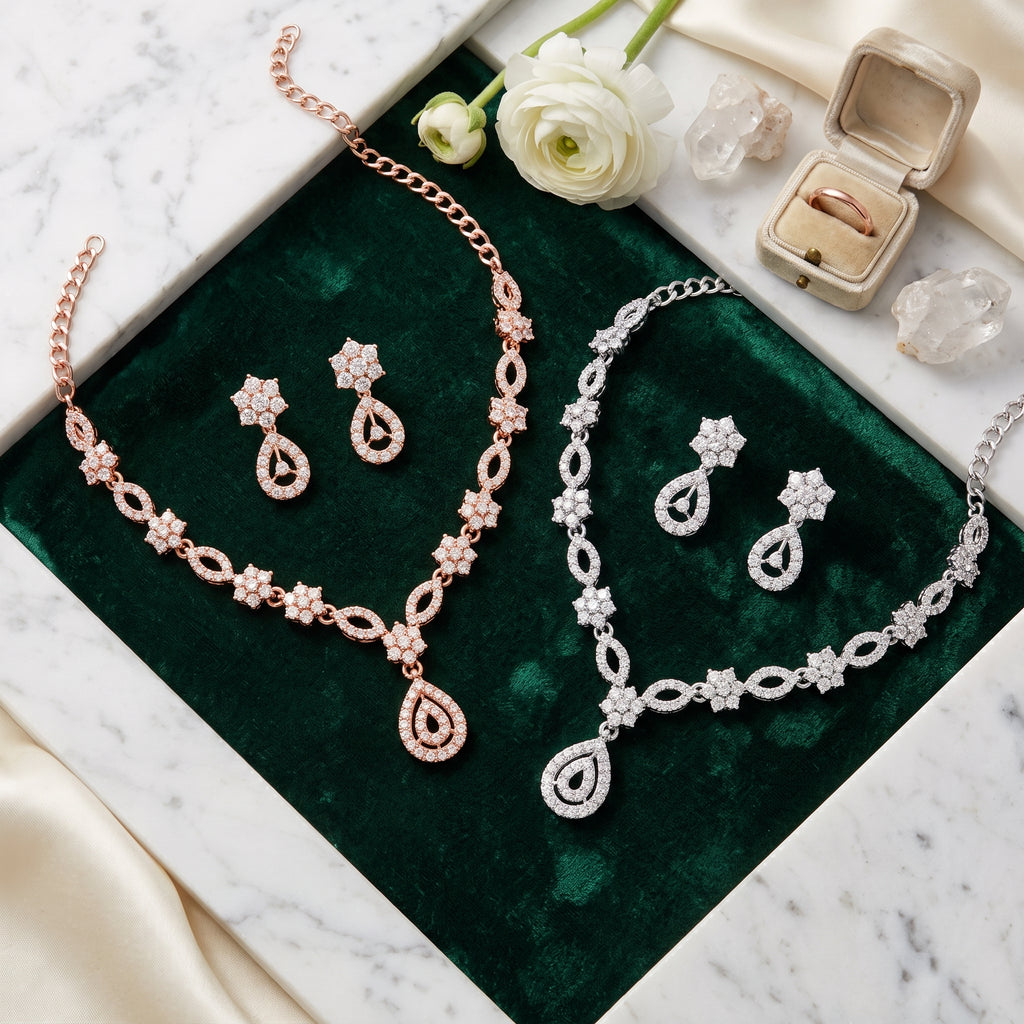 Celeste Crystal Necklace Duo Set