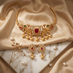 Maharani Ruby Heritage Neck Choker Set