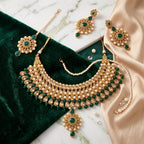 Maharani Emerald Pearl Bridal Choker Set