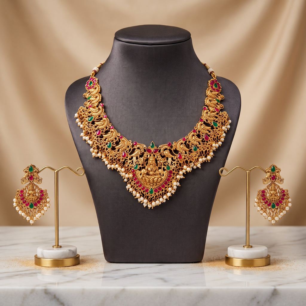 Maharani Lakshmi Temple Bridal Necklace Set