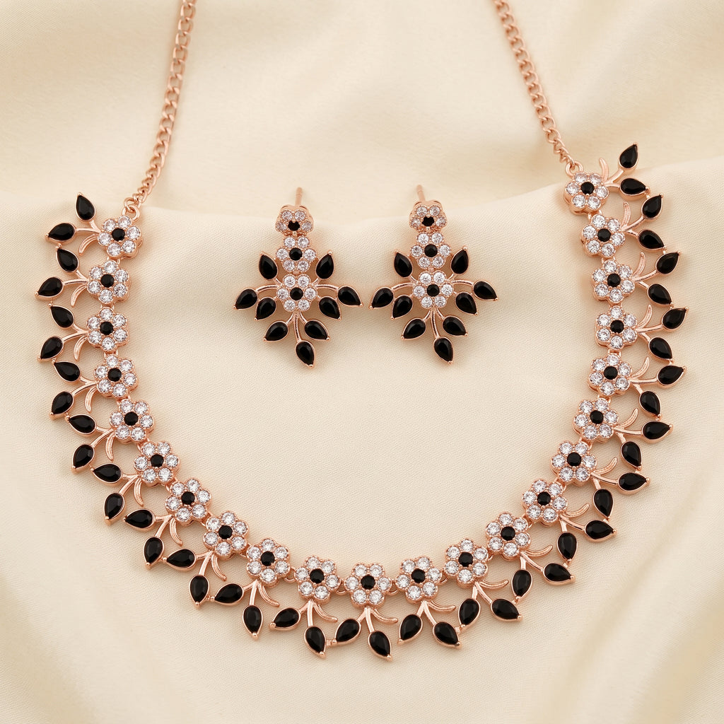 Dual Blossom Crystal Necklace Combo Set