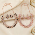 Dual Blossom Crystal Necklace Combo Set