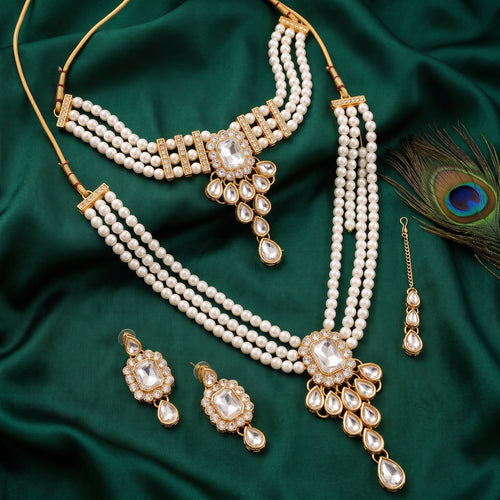 Rajvanshi Pearl Kundan Bridal Jewellery Set