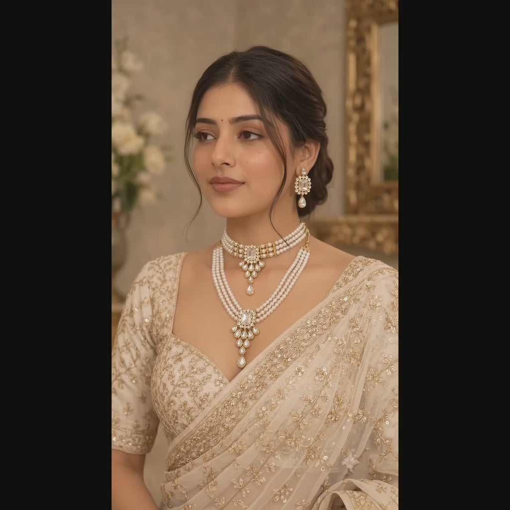 Rajvanshi Pearl Kundan Jewellery Set